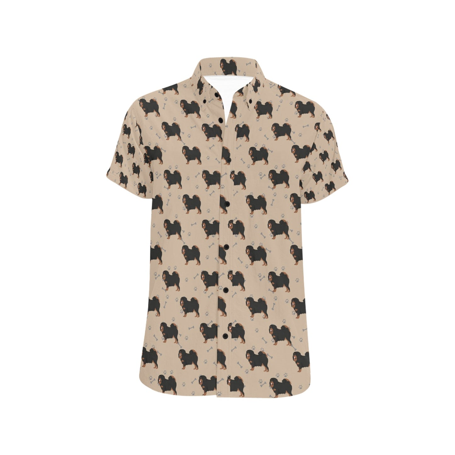 Tibetan Mastiffs Print Design LKS301 Men Short Sleeve Button Up Shirt