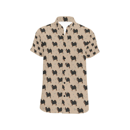 Tibetan Mastiffs Print Design LKS301 Men Short Sleeve Button Up Shirt