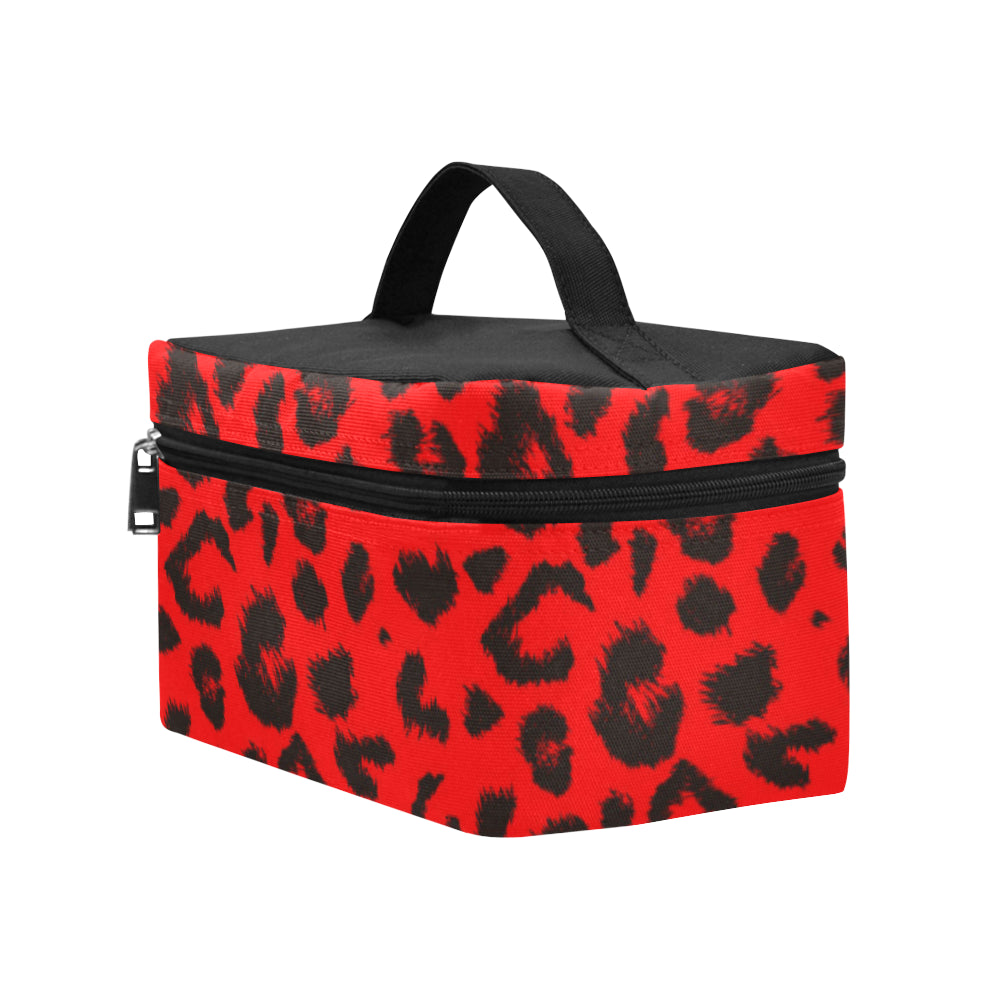 Leopard Red Skin Print Makeup Bag