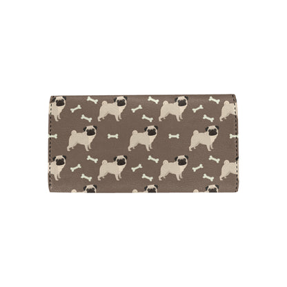 Pug Pattern Print Design A02 Women's Trifold Wallet