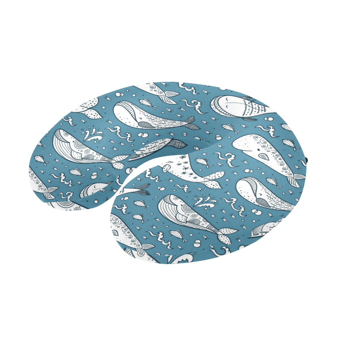 Humpback Whale Pattern Print Design 03 U-Shaped Travel Neck Pillow