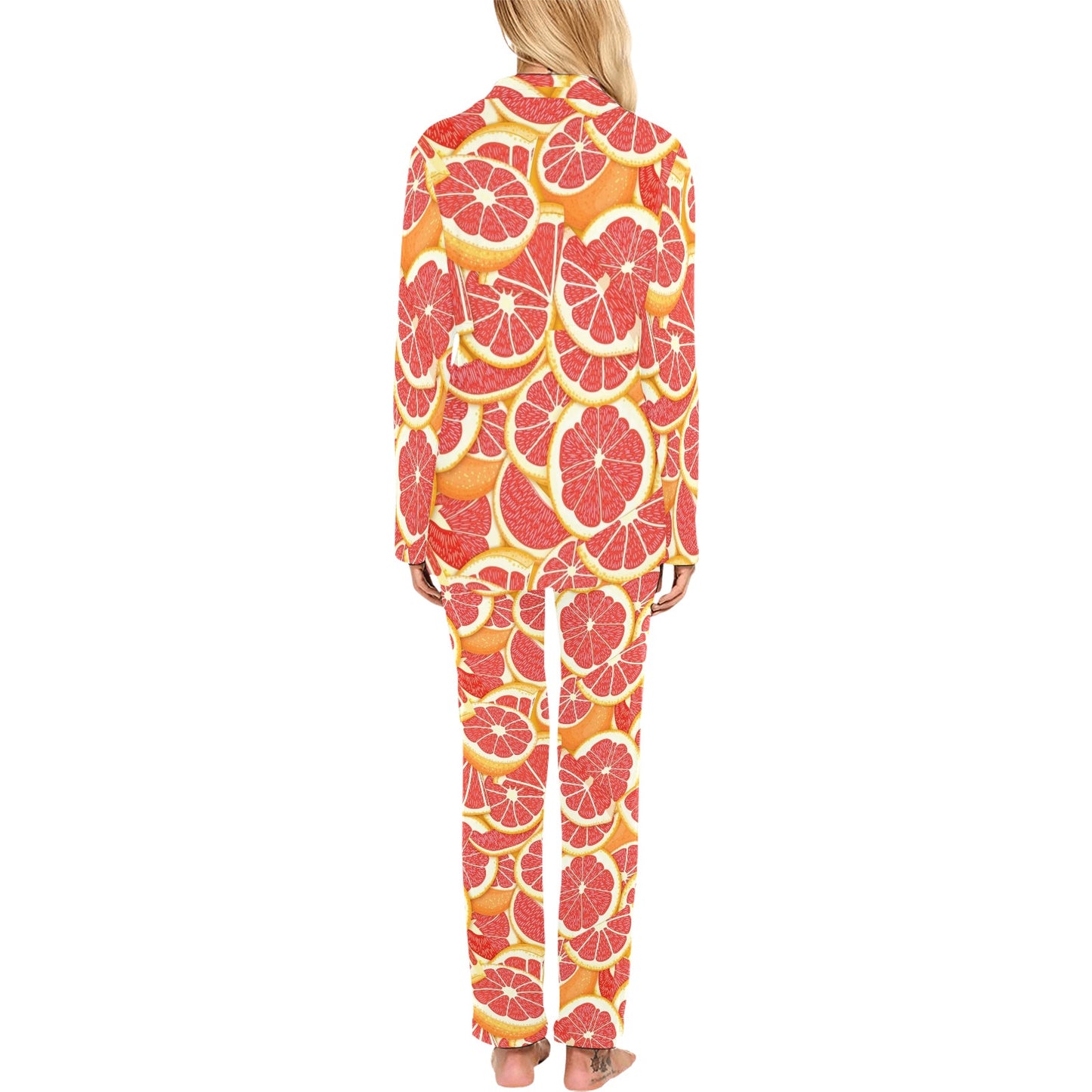 Grapefruit Pattern Print Design GF02 Women's Long Pajama Set