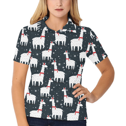 Alpaca Pattern Print Design 04 Women's Polo Shirt