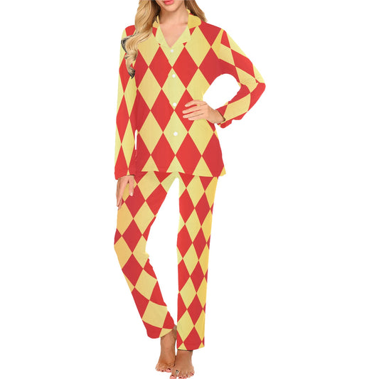 Harlequin Pattern Print Design 03 Women's Long Pajama Set