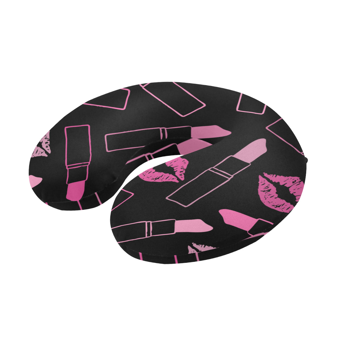 Lipstick Pink Pattern Print Design 01 U-Shaped Travel Neck Pillow