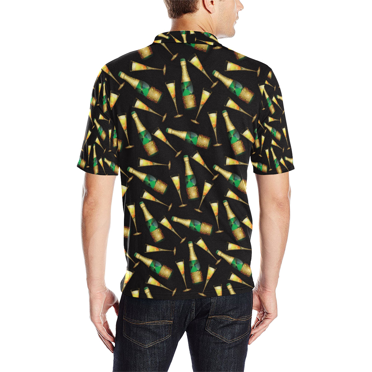 Champagne Pattern Print Design 02 Men Polo Shirt