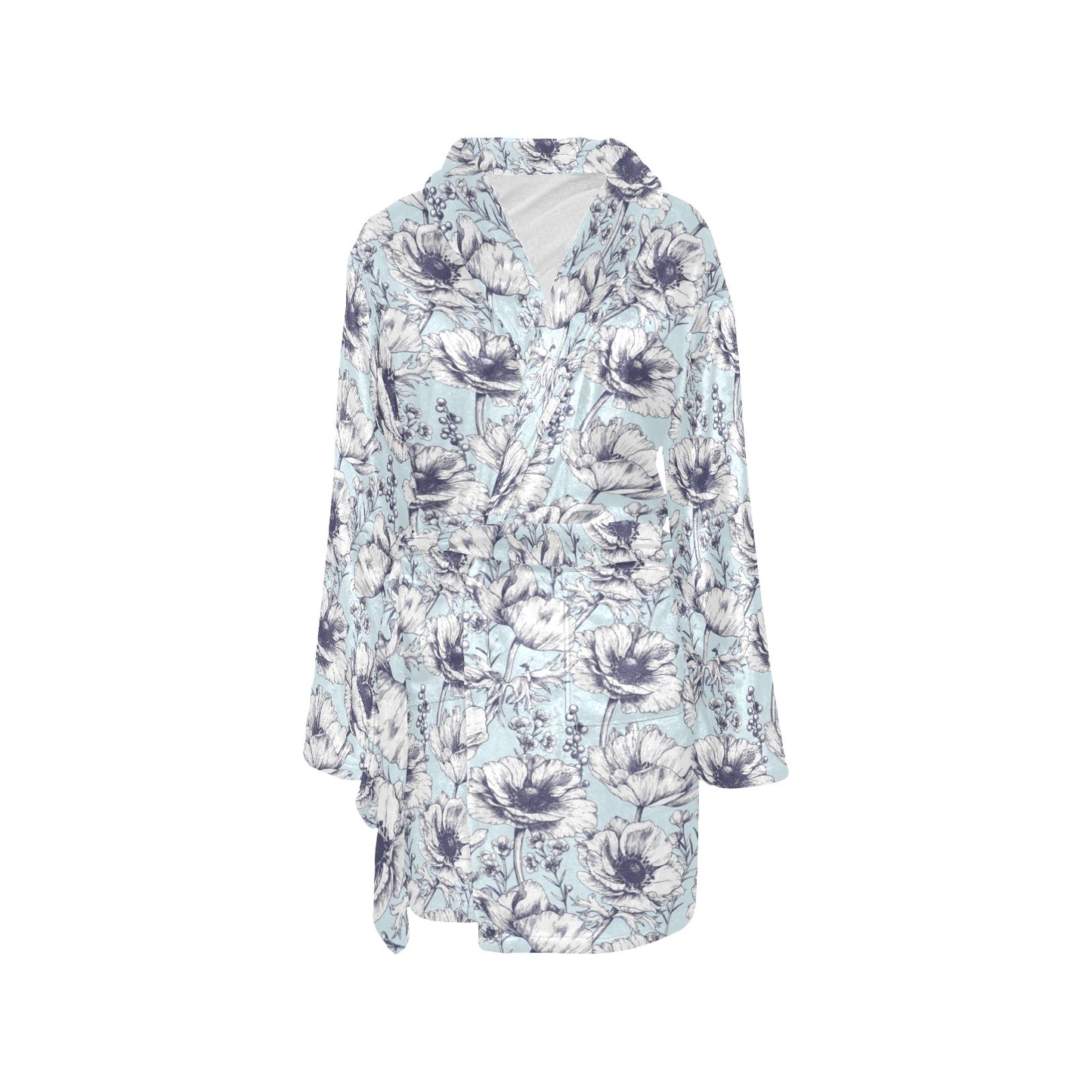 Anemone Pattern Print Design 02 Women's Fleece Robe