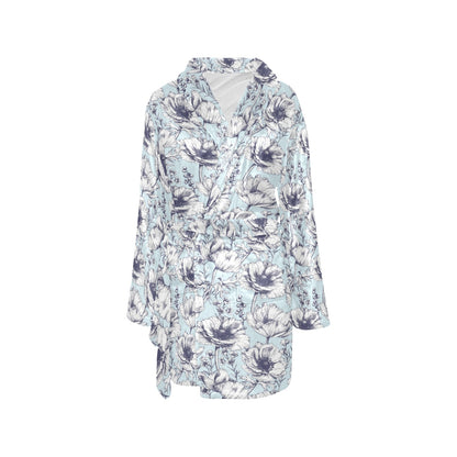 Anemone Pattern Print Design 02 Women's Fleece Robe
