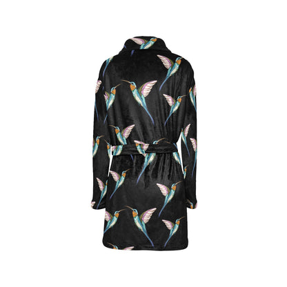 Hummingbird Pattern Print Design 06 Women's Fleece Robe