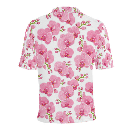 Orchid Pink Pattern Print Design OR07 Men Polo Shirt