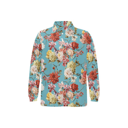 Summer Floral Pattern Print Design SF05 Long Sleeve Polo Shirt For Men's