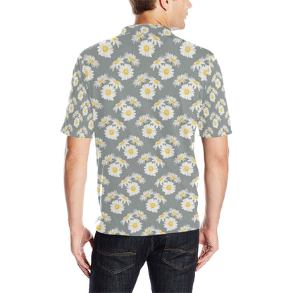 Daisy Pattern Print Design DS09 Men Polo Shirt
