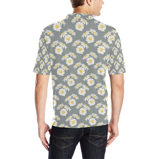 Daisy Pattern Print Design DS09 Men Polo Shirt