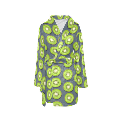 Kiwi Pattern Print Design KW06 Women's Fleece Robe