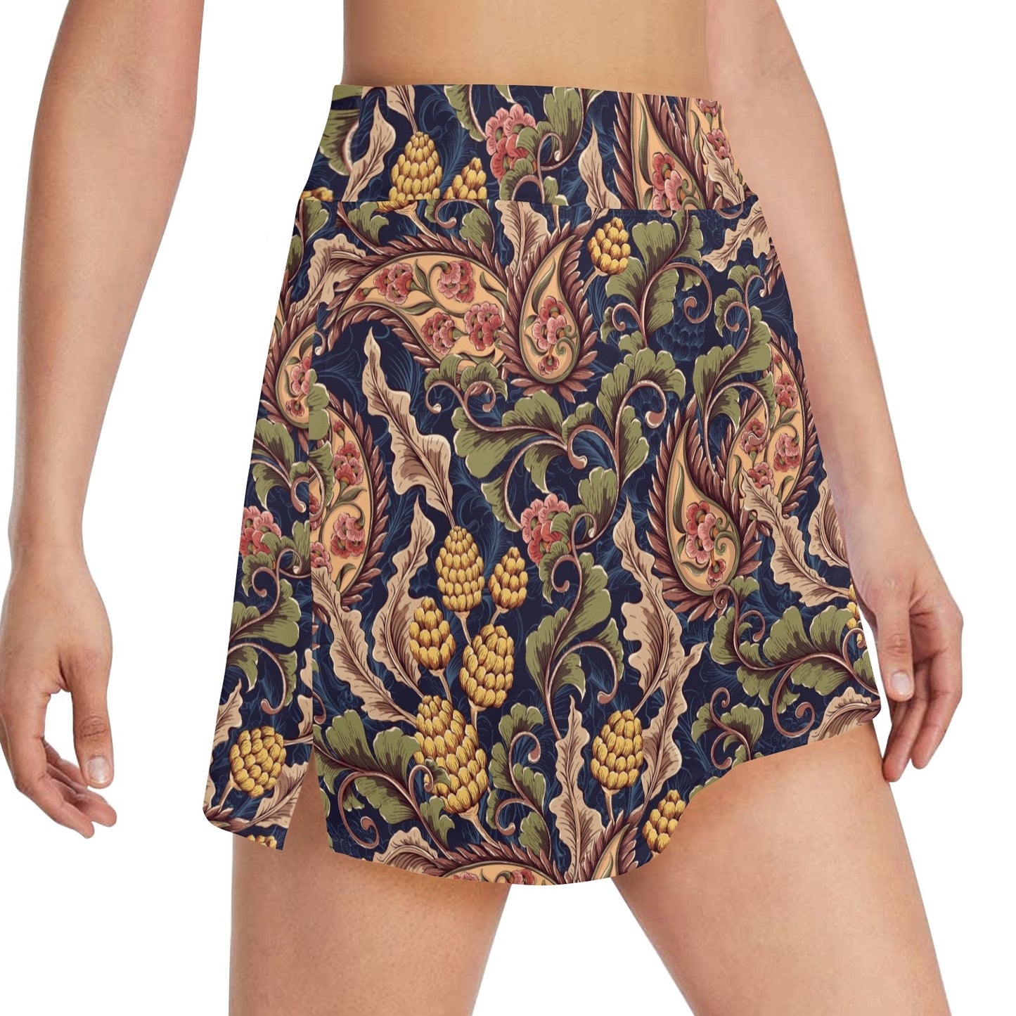 Floral Vintage Classic Print 17" Golf & Pickleball Skort with Pockets