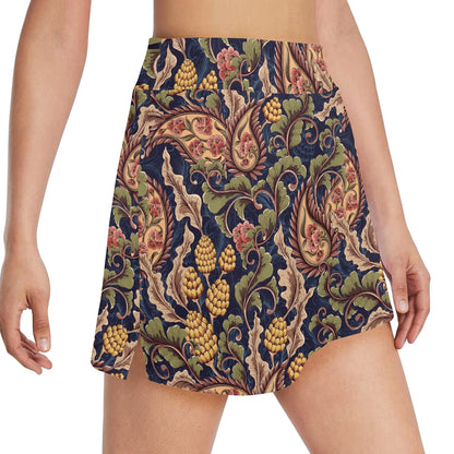 Floral Vintage Classic Print 17" Golf & Pickleball Skort with Pockets