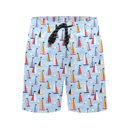 Sailboat Print Design LKS304 Men's Swim Trunks Beach Shorts