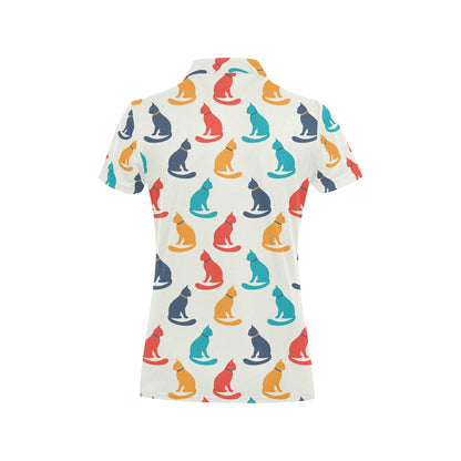 Cat Pattern Print Design 03 Women's Polo Shirt