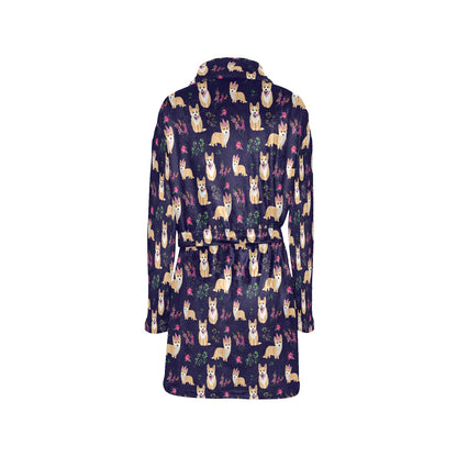 Pembroke Welsh Corgis Pattern Print Design A06 Women's Fleece Robe