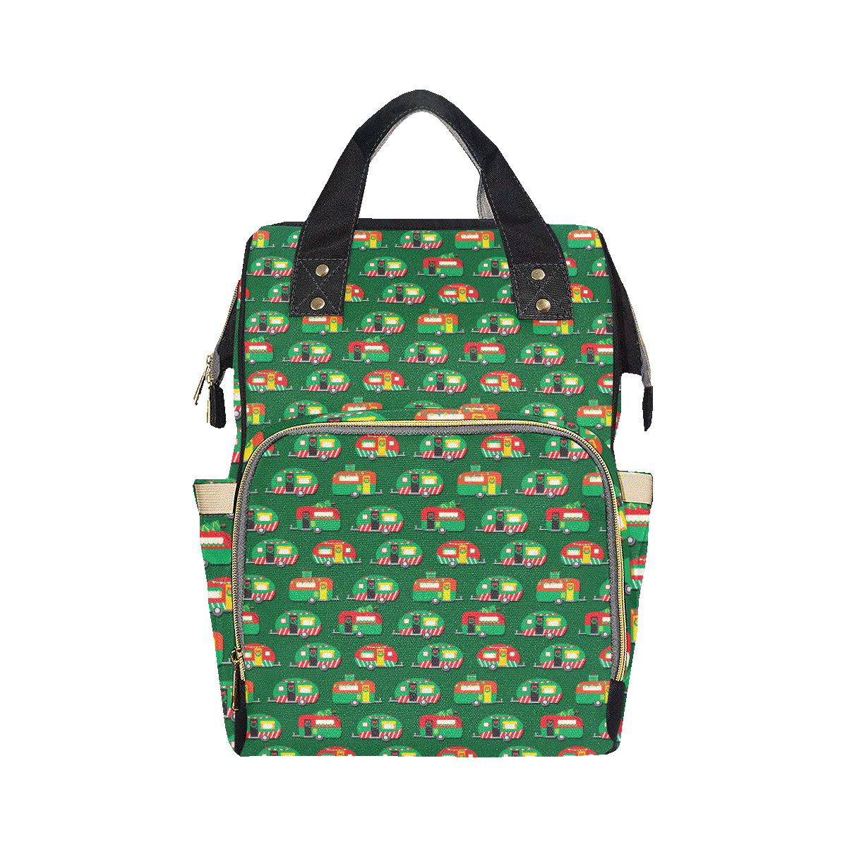 Camper Camping Christmas Themed Print Diaper Bag Backpack