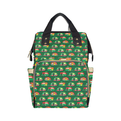 Camper Camping Christmas Themed Print Diaper Bag Backpack