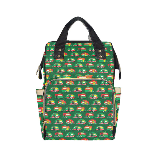 Camper Camping Christmas Themed Print Diaper Bag Backpack