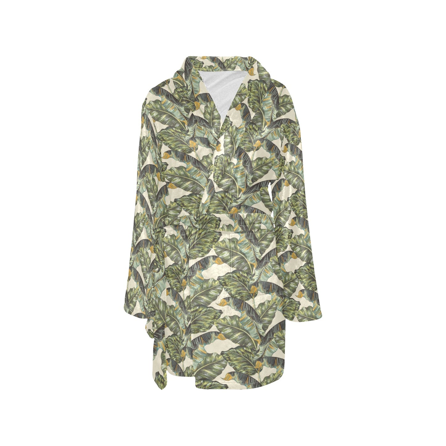 Banana Leaf Pattern Print Design 04 Women's Fleece Robe