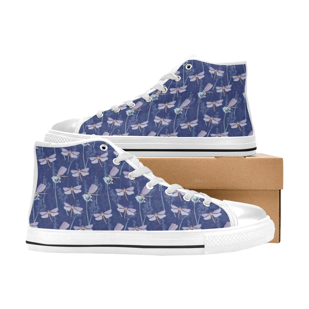 Dragonfly Print Design LKS401 Men's High Top Canvas Shoes
