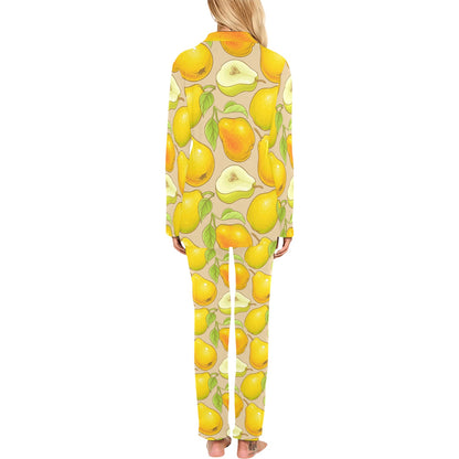 Pear Pattern Print Design PE05 Women's Long Pajama Set