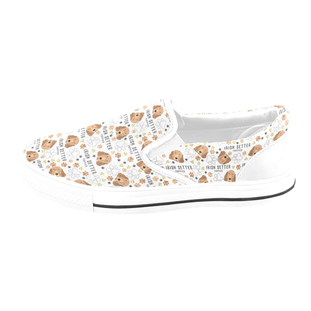 Setters Irish Print Design LKS301 White Slip Ons Canvas Women's Shoes