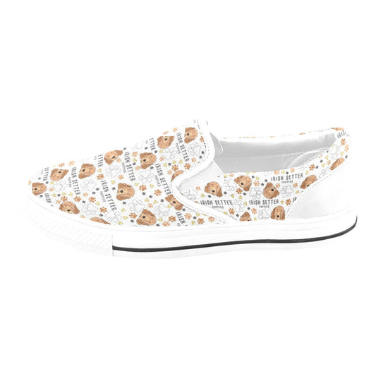 Setters Irish Print Design LKS301 White Slip Ons Canvas Women's Shoes