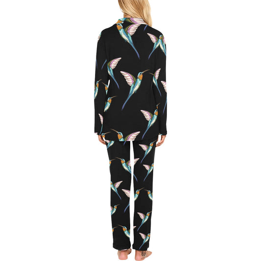 Hummingbird Pattern Print Design 06 Women's Long Pajama Set