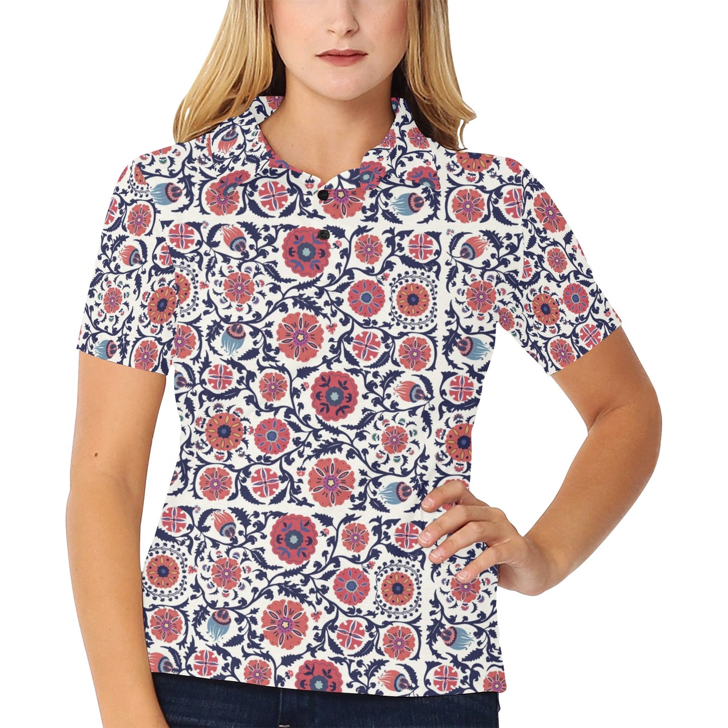 Suzani Print Design LKS304 Women's Polo Shirt