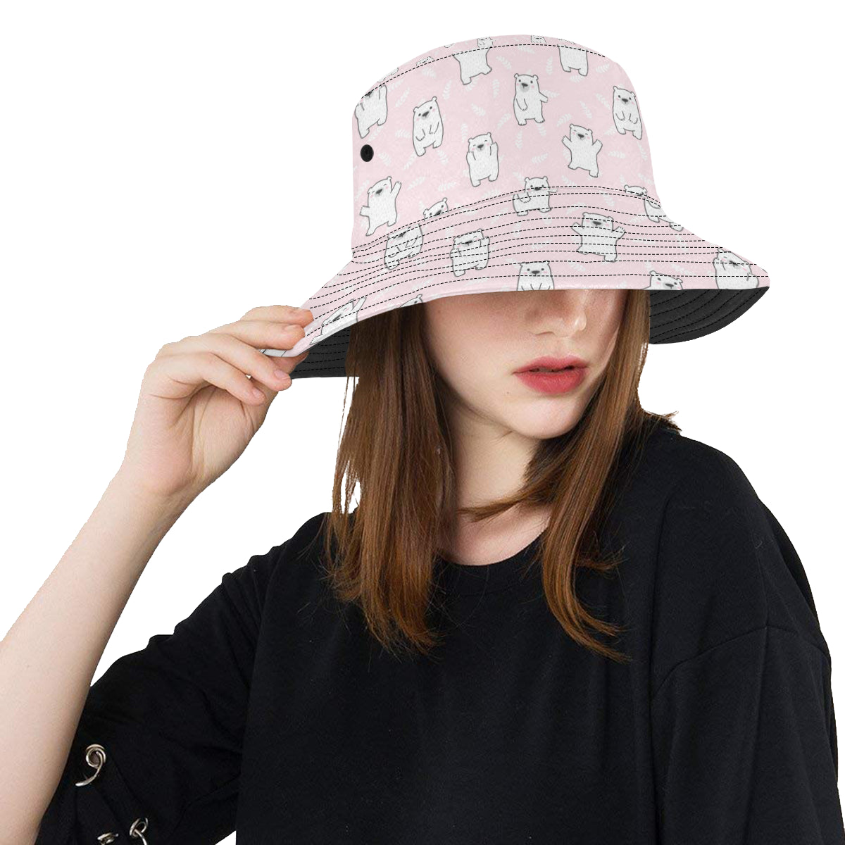 Polar Bear Pattern Print Design PB09 Unisex Bucket Hat
