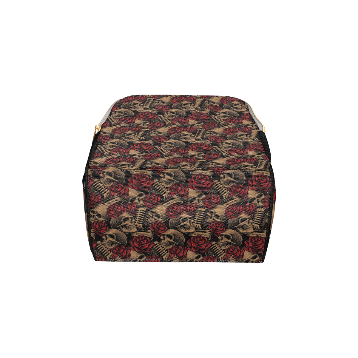 Microphone Skull Rose Pattern Print Design 02 Diaper Bag Backpack