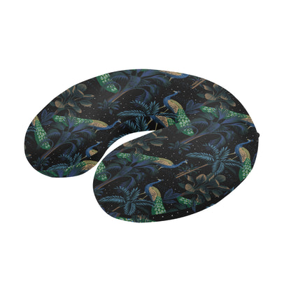 Rainforest Peacock Pattern Print Design A04 U-Shaped Travel Neck Pillow