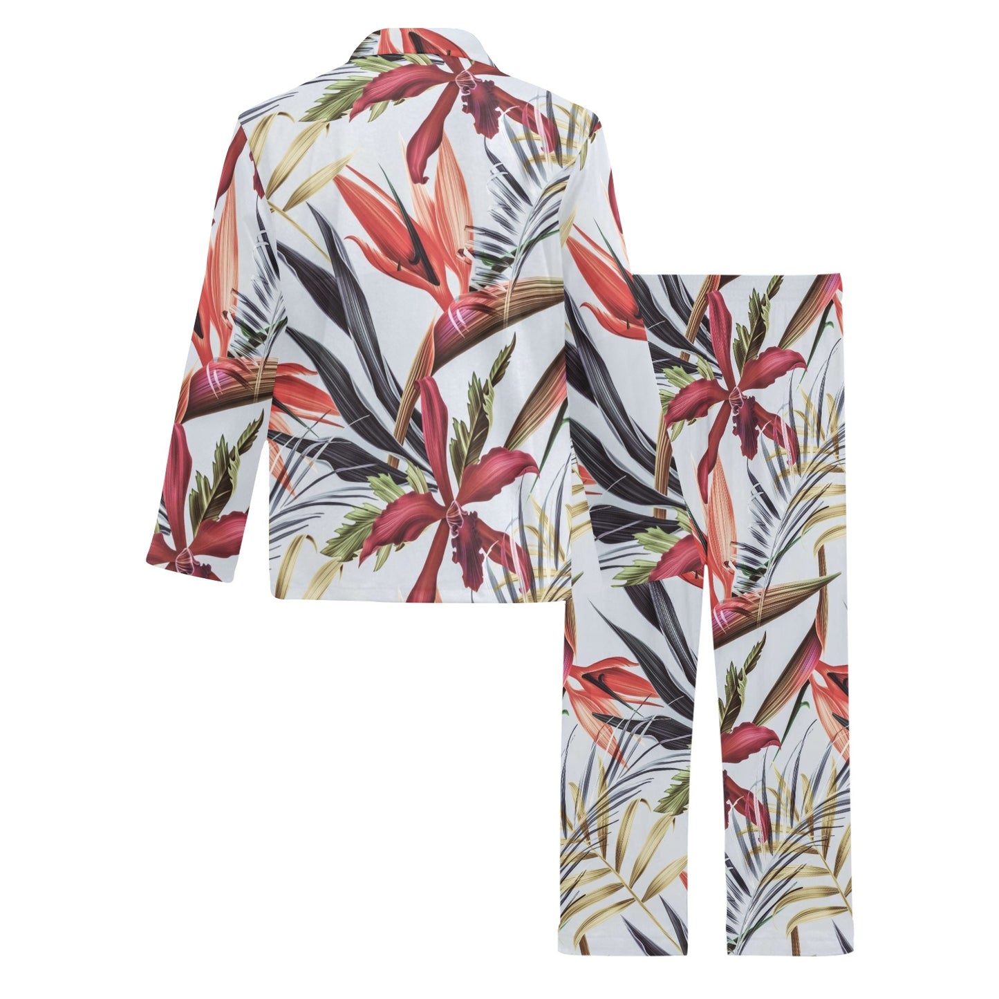 Tropical Flower Pattern Print Design TF021 Men's Long Pajama Set