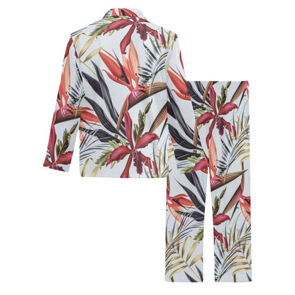 Tropical Flower Pattern Print Design TF021 Men's Long Pajama Set