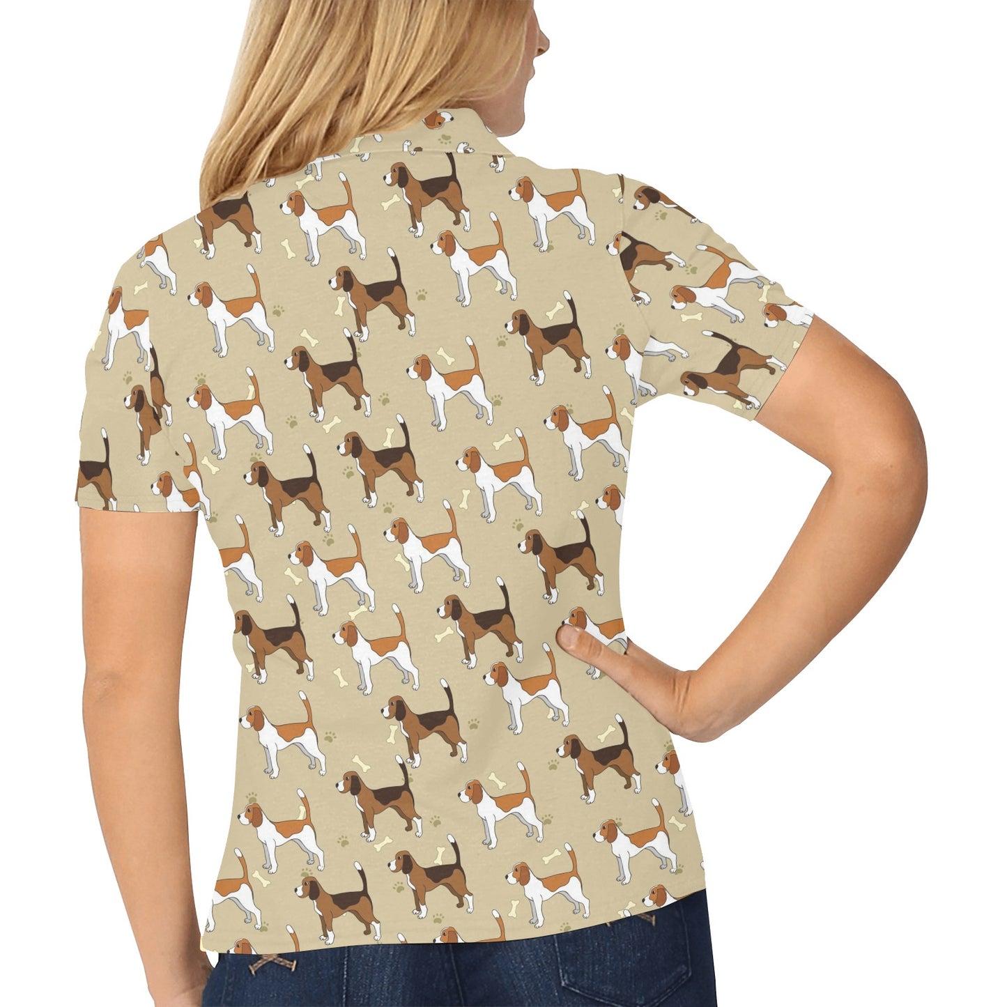 Beagle Pattern Print Design 01 Women's Polo Shirt