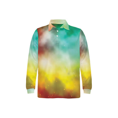 Nebula Pattern Print Design A04 Long Sleeve Polo Shirt For Men's