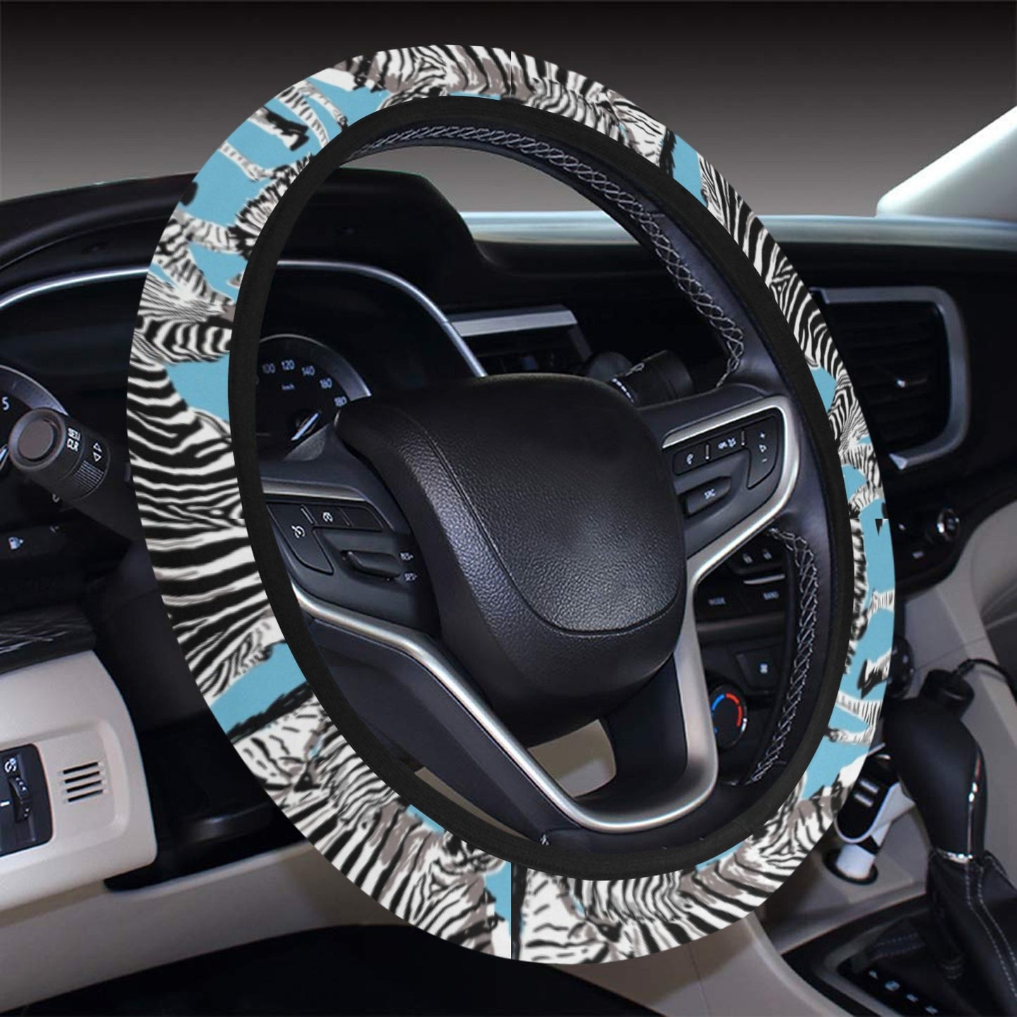 Zebra Print Design LKS305 Steering Wheel Cover with Elastic Edge