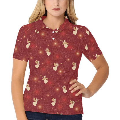 Angel Pattern Print Design 07 Women's Polo Shirt