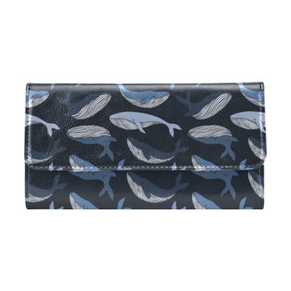 Whale Print Design LKS301 Women's Trifold Wallet