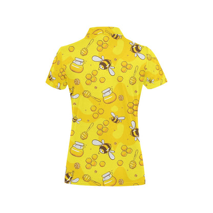 Bee Pattern Print Design BEE01 Women's Polo Shirt