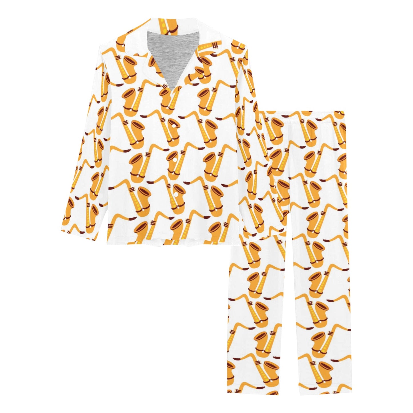 Saxophone Print Design LKS404 Women's Long Pajama Set