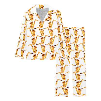 Saxophone Print Design LKS404 Women's Long Pajama Set