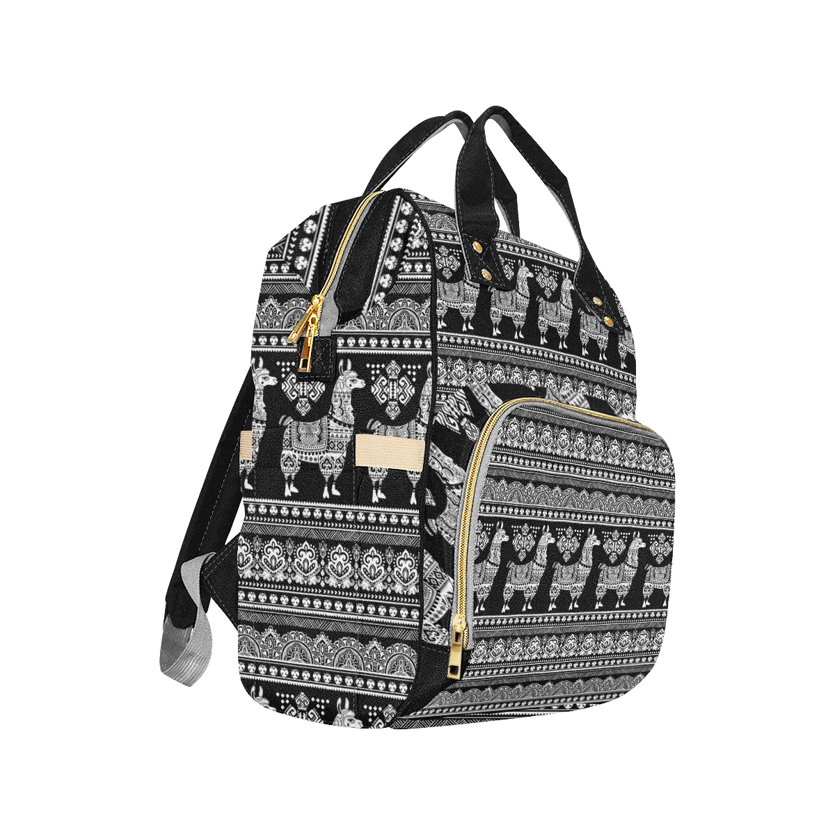 Llama Aztec Style Pattern Print Design 01 Diaper Bag Backpack