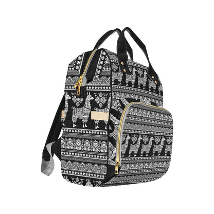 Llama Aztec Style Pattern Print Design 01 Diaper Bag Backpack