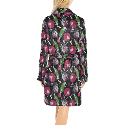 Wine Print Design LKS307 Women's Fleece Robe