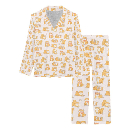 Shiba Inu Print Design LKS308 Women's Long Pajama Set